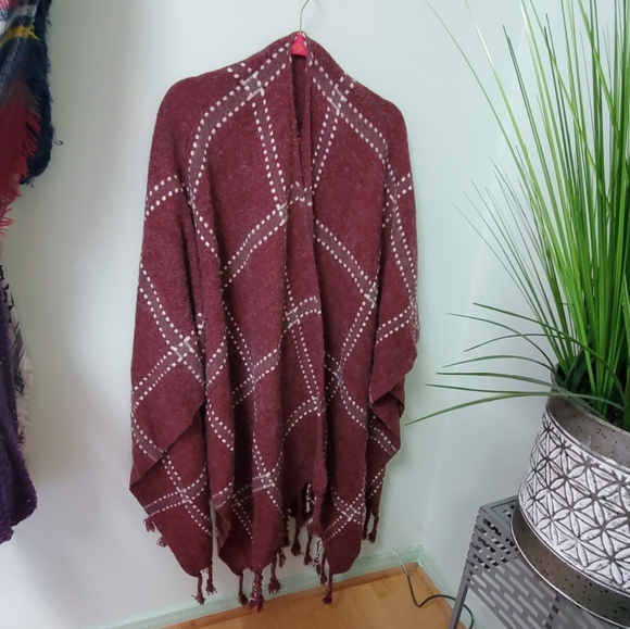 NEW shawl poncho plaid boho batwing blanket scarf - Picture 1 of 8